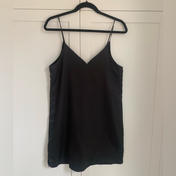 Black satin mini slip dress - Picture 1 of 2